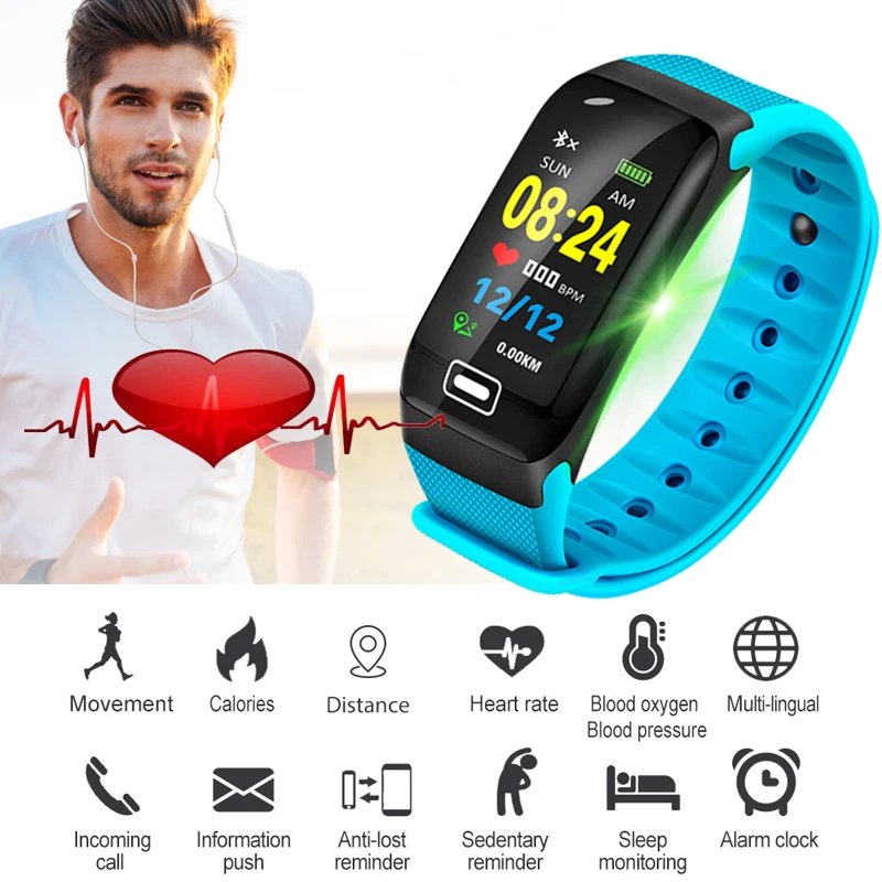 BANGWEI 2019 New Smart Watch Heart Rate Tracker Blood Pressure Oxygen Fitness Wrisband IP68 Waterproof Smart Watch Men Women+Box