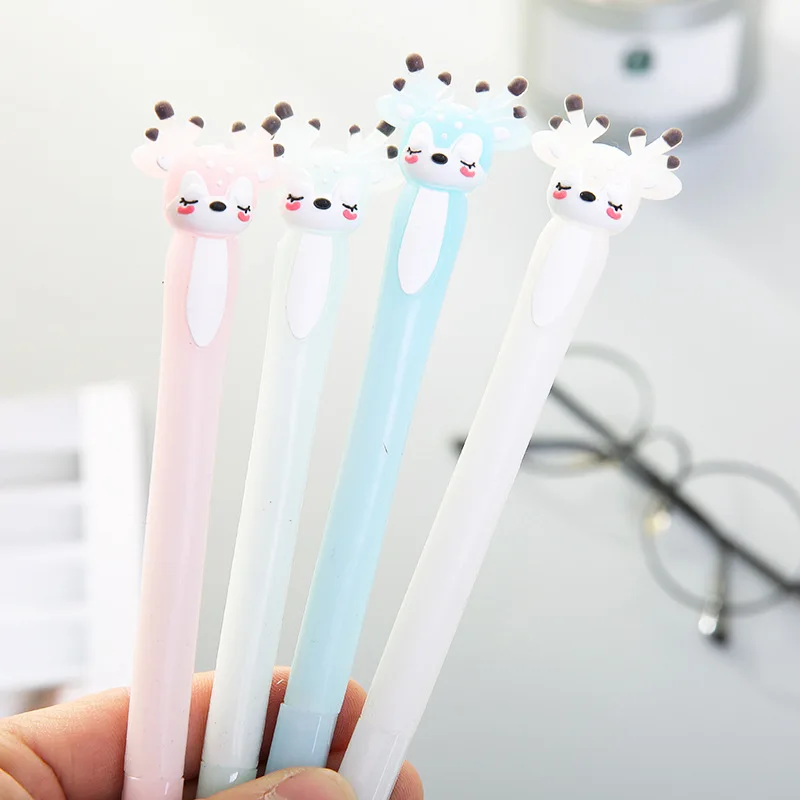 

1pc Cute Kawaii Gel Pen for Kids Gift School Office Supplies Stationery Cartoon Animal Deer Erasable Blue Ink 0.5mm