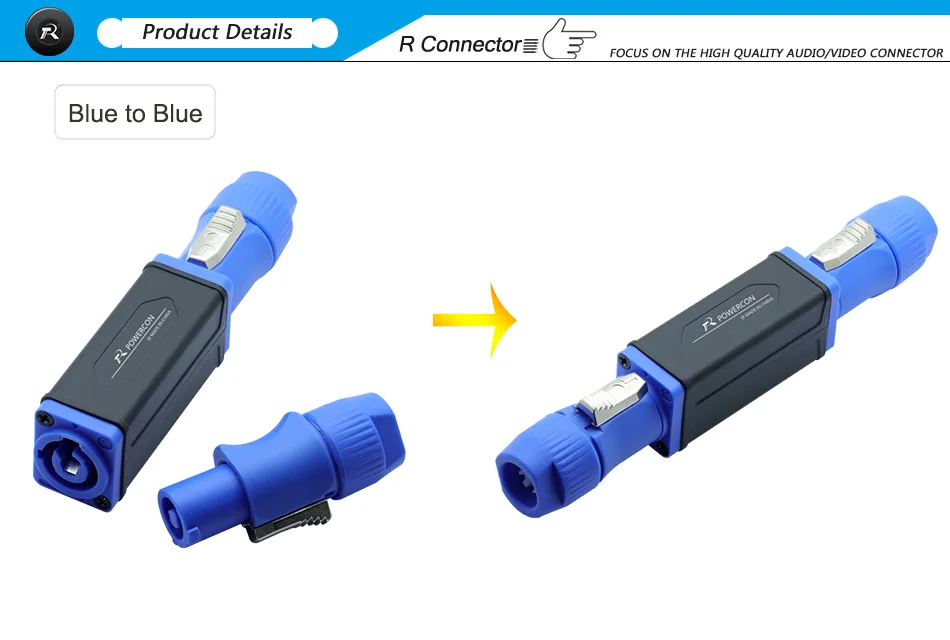 3 Pin PowerCon AC Adapter Male+Female Extender Connector (5)