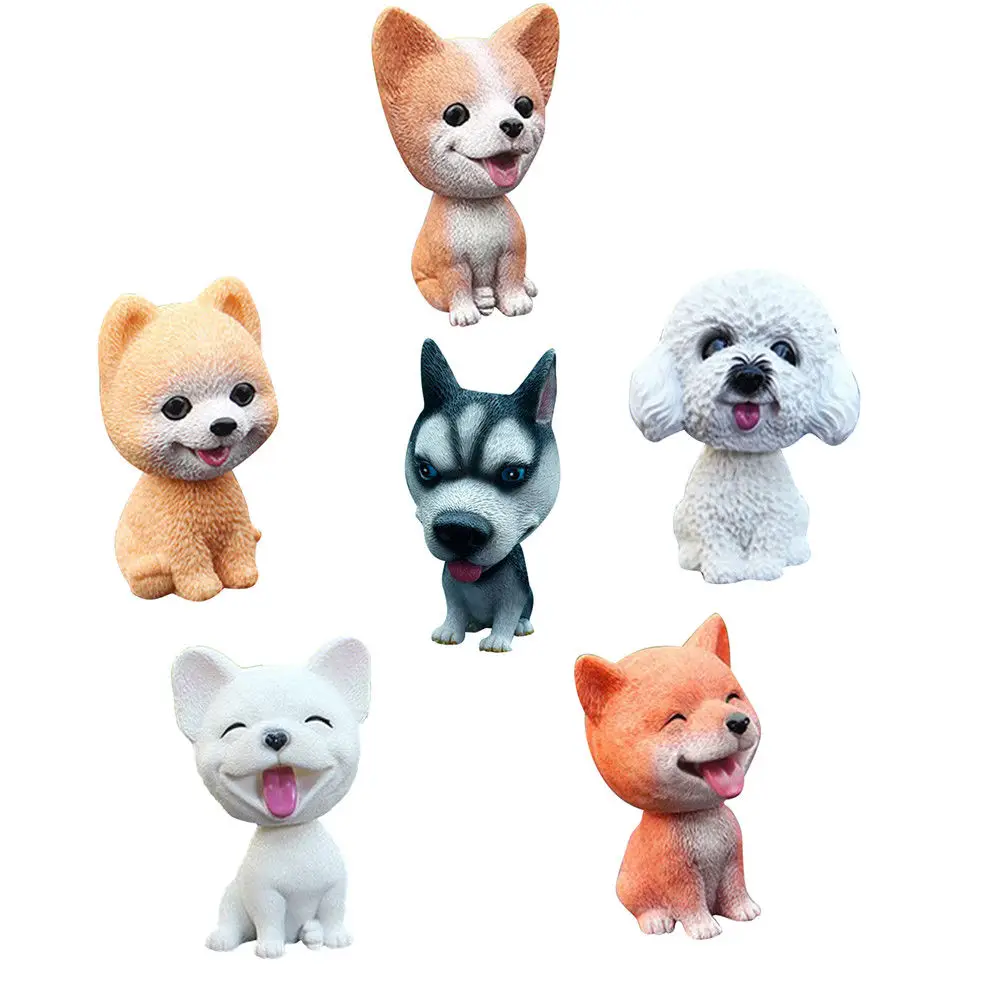 1pc Car Interior Pendant Shaking Head Pet Dog Shape Resin Ornaments Swing Dog Cartoon Doll Kawaii Cute Tumbler Car Decoration