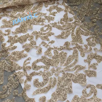 

5yds/pcs CiCi-1172 Embroidered mesh lace fabric with glitter French net fabric for wedding dress