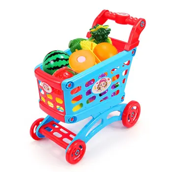 

Simulation Supermarket Shopping Cart Pretend Play Toy Mini Plastic Trolley Play Toy Gift for Children Play Role in Pretend Game