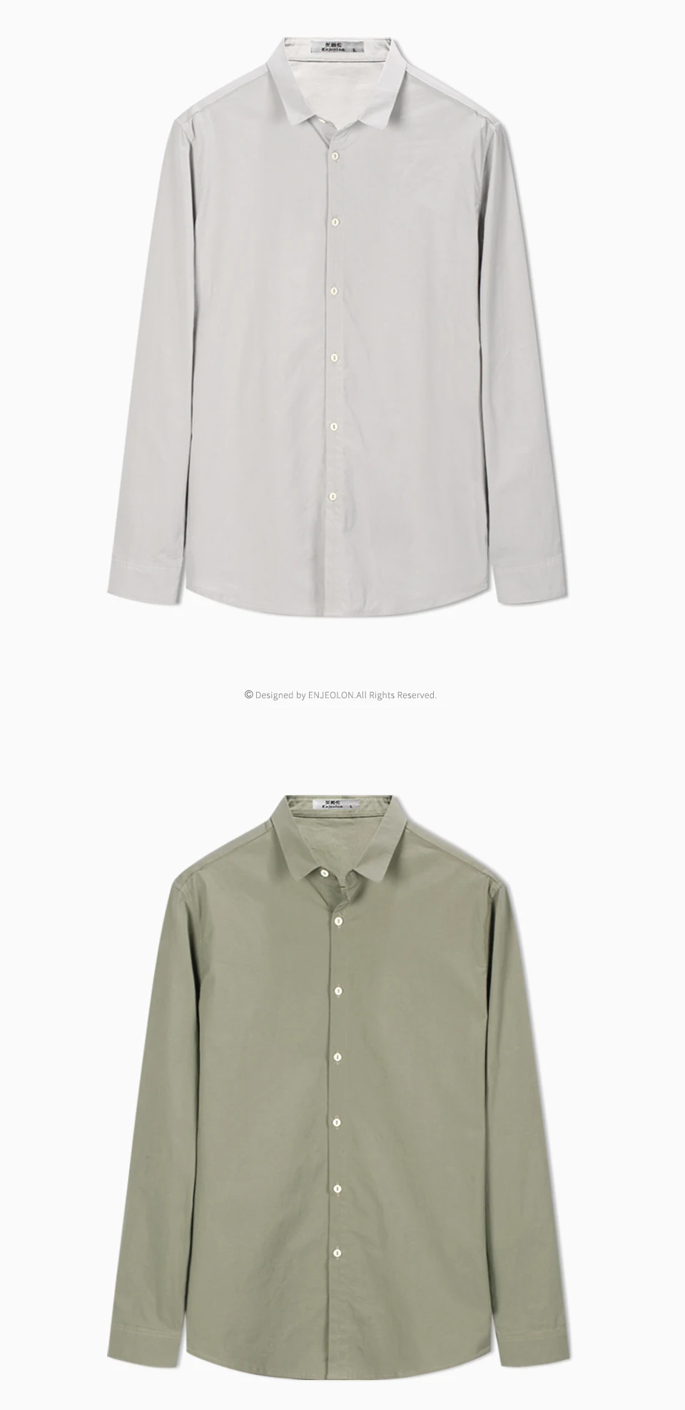Enjeolon, брендовые Новые однотонные рубашки, мужская повседневная рубашка блуза, хлопковые рубашки с длинным рукавом, базовая Повседневная рубашка для мужчин, 3XL, одежда CXCY2515