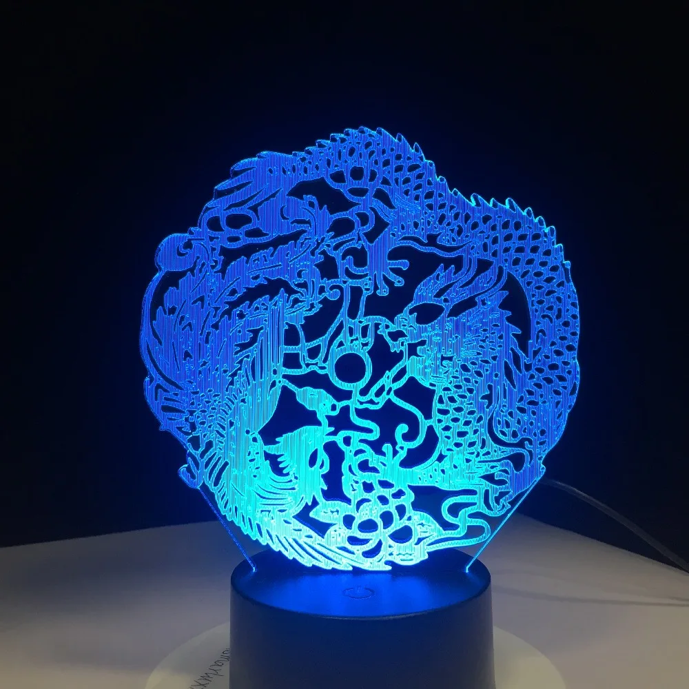 Феникс дракона 3D древних Животные ночник светодиодный сенсорный лампы визуальный 7 цветов Изменение USB Мощность Luminaria лампы домашнего декора подарок