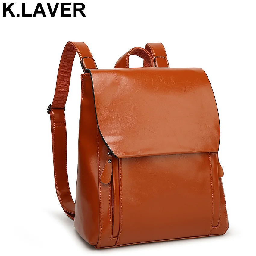 

K.LAVER Brand Women Leather Backpacks Vintage Female Rucksacks School Bag Backpack Girls Mochila Travel Shoulder Bags Bookbag