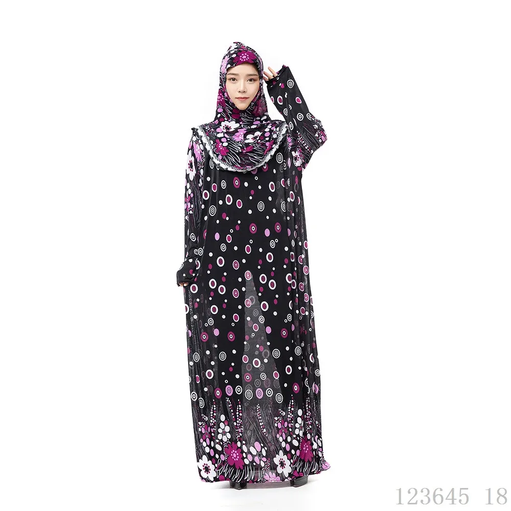 Хиджаб размера плюс + абайя мусульманское летнее платье с длинным рукавом Ropa Musulman Mujer jilbabe исламское платье с цветочным принтом Турецкая