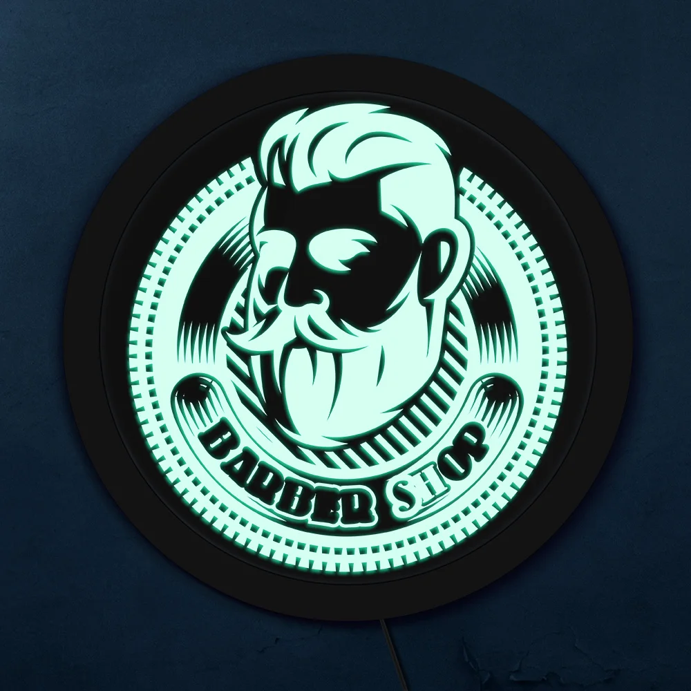 Парикмахерский магазин логотип светодиодный световой знак парикмахер бизнес, логотип светодиодный подвесной вывеска на стену Парикмахерская световая кромка акриловая доска