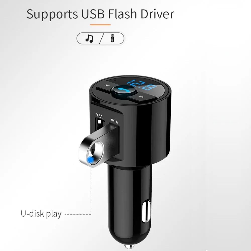 Bluetooth автомобильное USB зарядное устройство fm-передатчик радио адаптер mp3-плеер Быстрая зарядка Автомобильный MP3-плеер Bluetooth громкая связь вызов