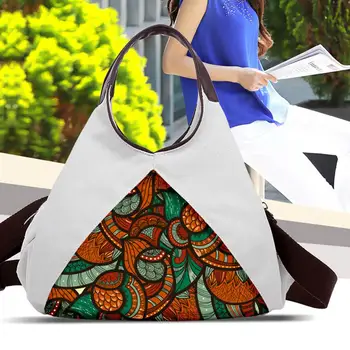 

Ethnic Satin Patchwork Canvas Tote Handbag Women Large Capacity Shoulder Bag