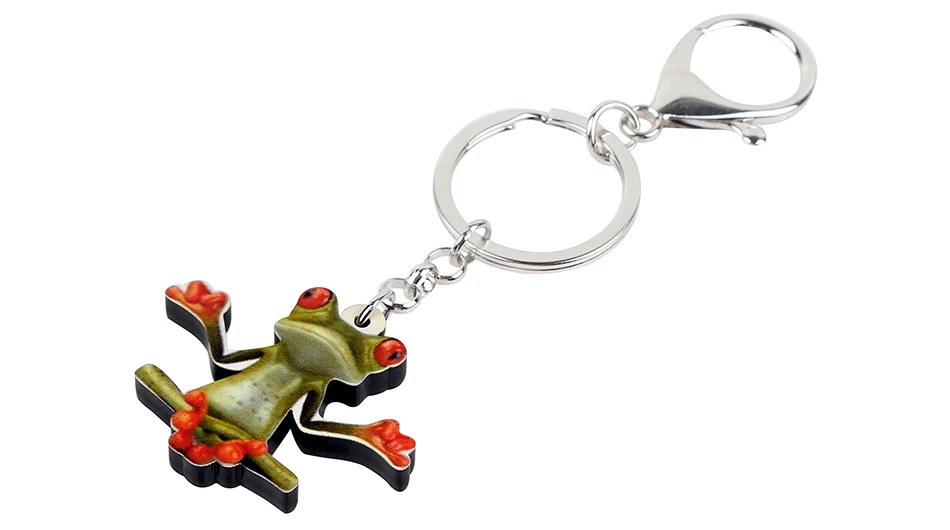 WEVENI Acrylic Meditation Frog Key Chains Keychain Holder Anime Animal Jewelry For Women Girls Bag Car Purse Charms Gift Pendant