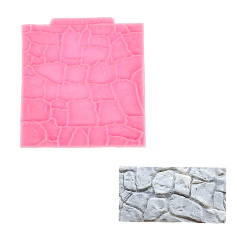 3 D Silicone Mold Antique Castle Farm Wall Rock Stone Garden Chocolate Fondant Cake Bread Decorating DIY Baking Cookies Mould