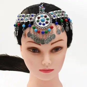 

Gypsy Boho Head Chains Vintage Earring Choker Statement Coin Tassel Necklaces & Bracelets Jewelry Sets for Women Afghan