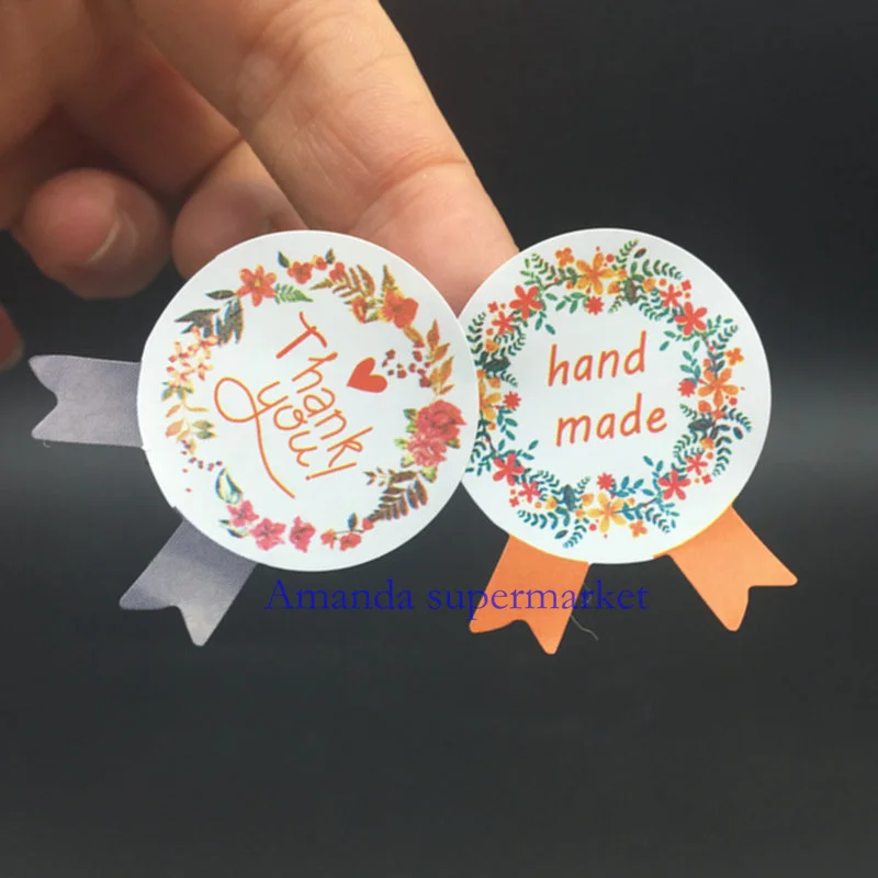 

180pc/lot flower Medal Hand Made and Thank You Garland Seal Sticker Baking Package