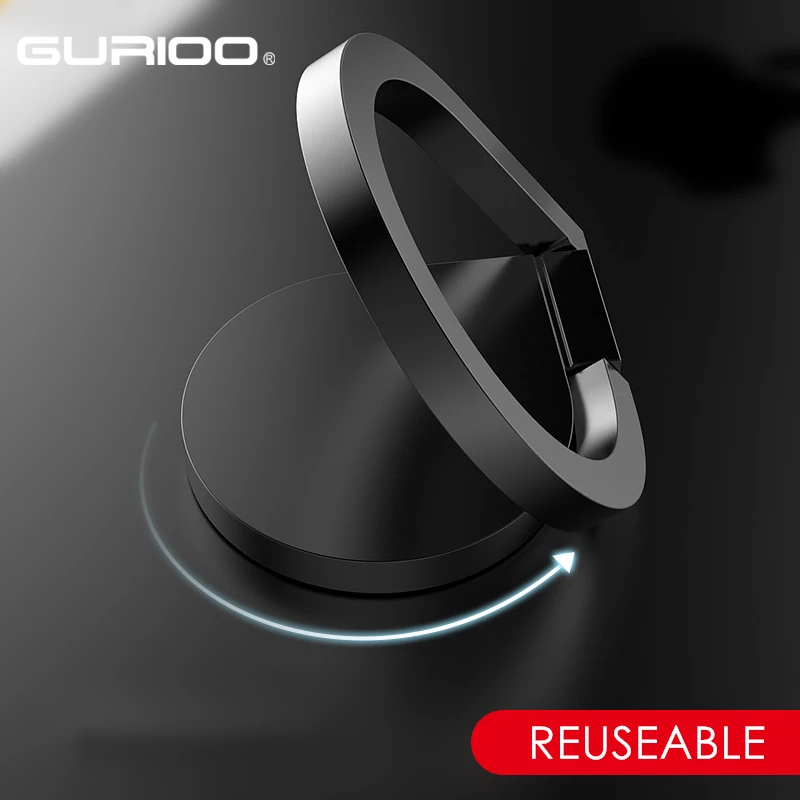 GURIOO Luxury 360 Degree Metal Finger Ring Stand Holder Smartphone Mobile Phone Stand Holder For iPhone 6 X Samsung Tablet