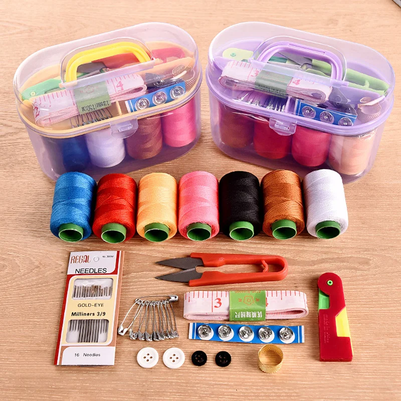 

Aladdin Sewing for sewing kit Needle and thread tape scissor Colour roll Plastic receiving storage box 10 pieces for a set large