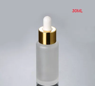 Download 100pcs 30ML frosted glass dropper bottle with gold collar &white top, empty frost 30ml dropper ...