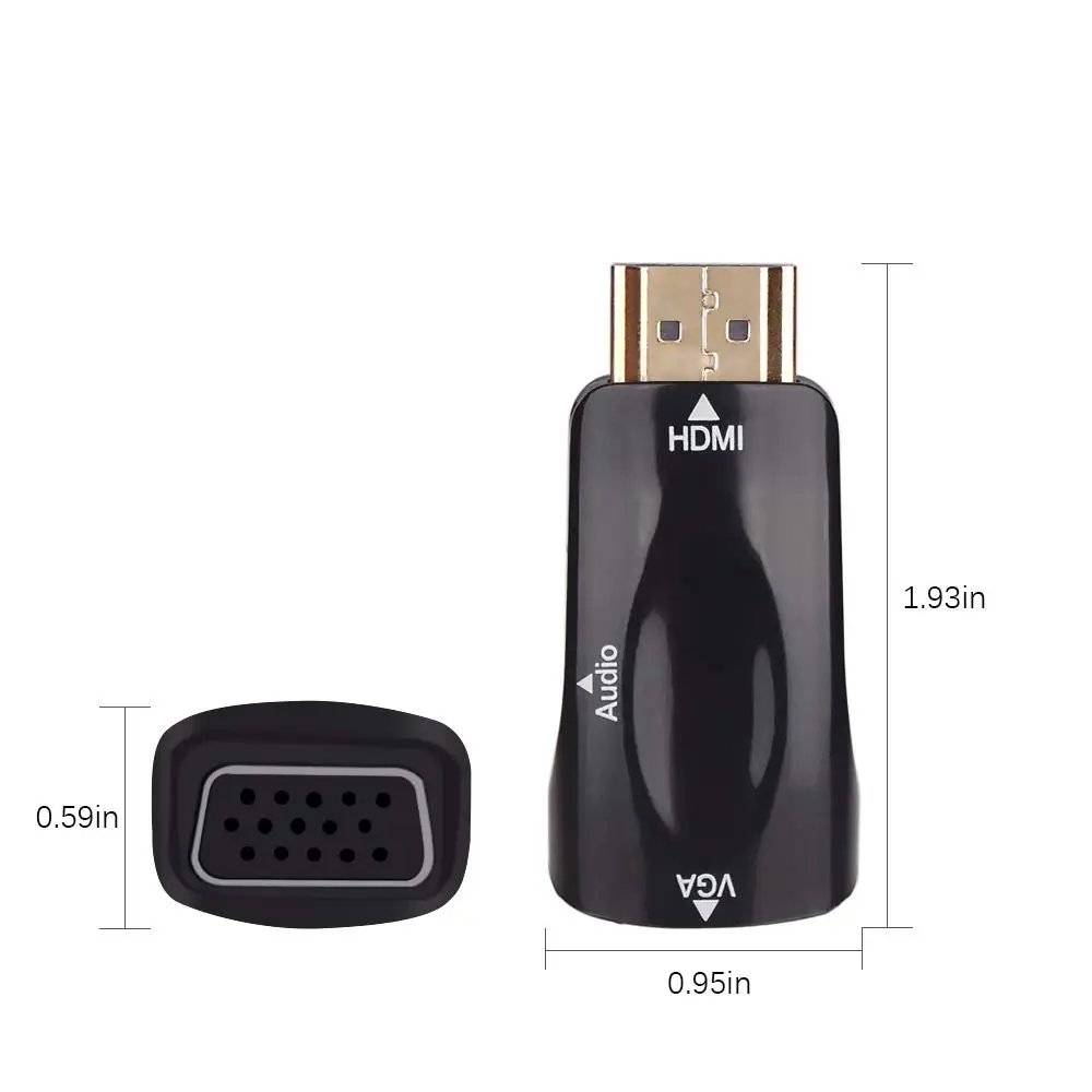 HDMI к VGA конвертер адаптер 1080P позолоченный HDMI мужчина к VGA Женский адаптер для настольного компьютера, ноутбука, монитора, проектора, HDTV