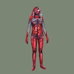 Красный кровопролитие Venom Человек-паук Алые крови Гвен Стейси Косплэй костюм Человек-паук Зентаи супергерой боди костюм полный наряд