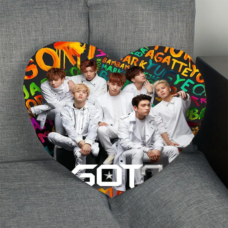 New Kpop Pillow Case GOT7 Boy Band Heart Shape Satin Fabric Cover For Home Bedroom Wedding decorate Cases | Дом и сад