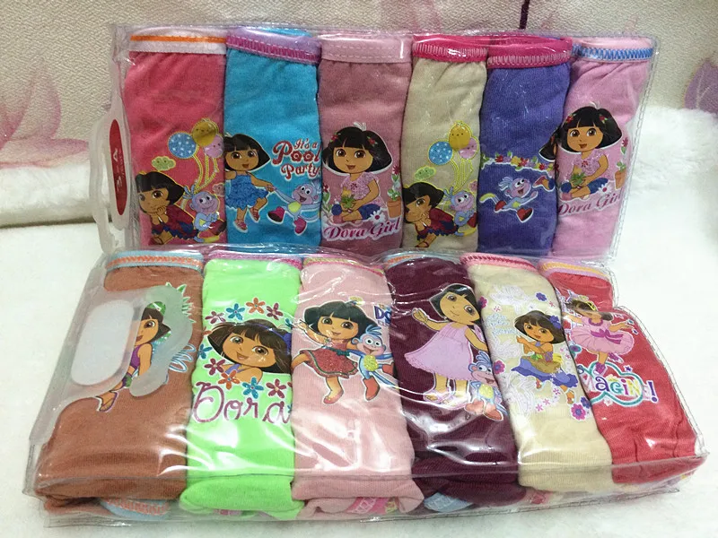 6pcs/lot Wholesale Fast Shipping Girl's Dora Briefs Children Underwear Panties Kid's Cute Cartoon Underwear 6 Colors/Bag 6Sizes