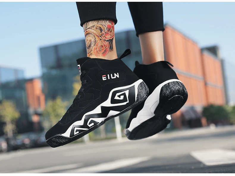 TULUO с высоким берцем Jordan Баскетбольная обувь Для мужчин воздушные Кроссовки Черный цвет; Большие размеры тренажерный зал ботильоны мужской спортивной обуви Большие размеры удобная спортивная обувь