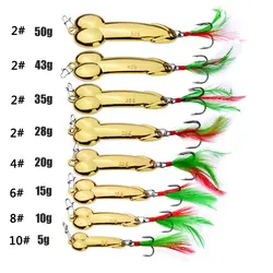 Цинковый сплав приманка Luya с перьями ложки рыболовные приманки 5 г, 10 г, 15 г, металлические украшения для доставки прикорма и оснастки блесна
