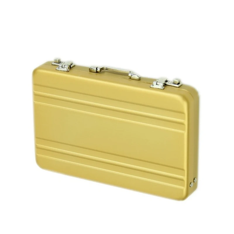 

Aluminum password box Card Case Mini suitcase Password briefcase Gold