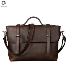 * # Nuevo Retro Crazy Horse hombres del Cuero Genuino Clásico Bolso de Hombro Del Mensajero Bolsa de Viaje Bolsa de Ordenador Portátil de Negocios Maletín