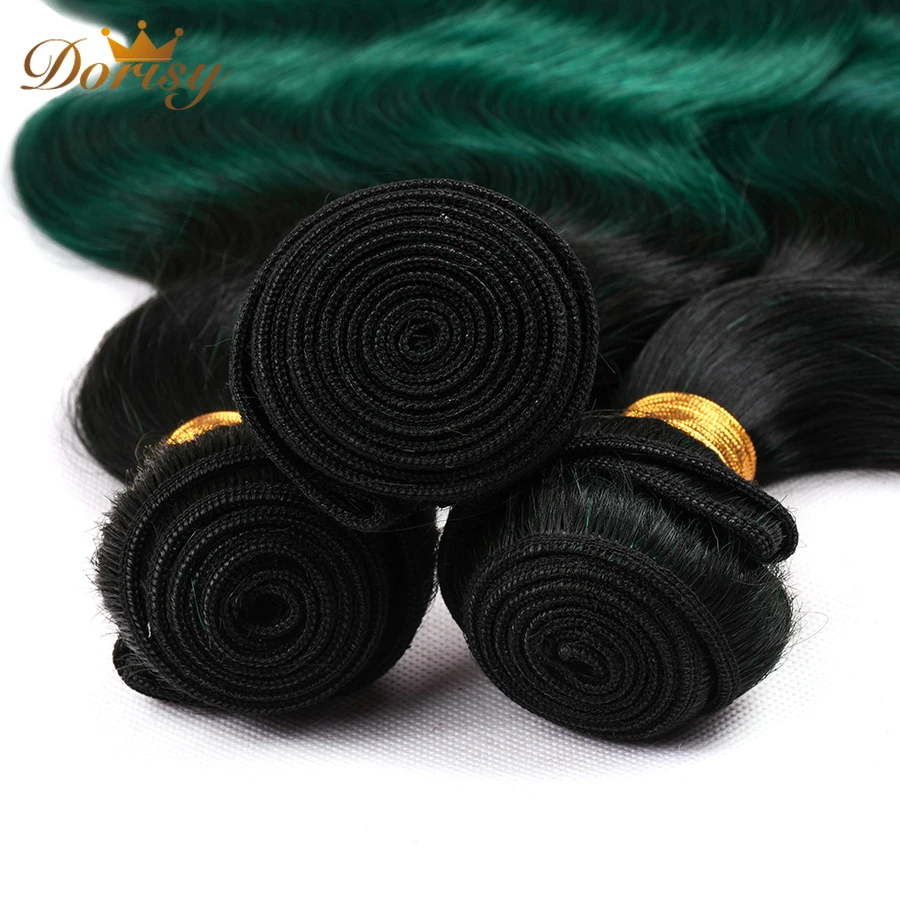 T1b Green Ombre Bundles With Closure Human Hair Bundles With Frontal Lace Frontal With Brazilian Remy Body Wave Hair Bundles