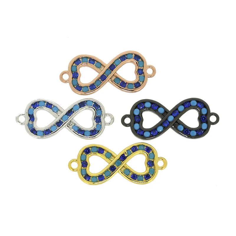 

Infinity Love Knot Charm Micro Pave Navy Blue Black CZ Zircon Zirconia Beads Spacer Connector Pendant Charms For Jewelry DIY