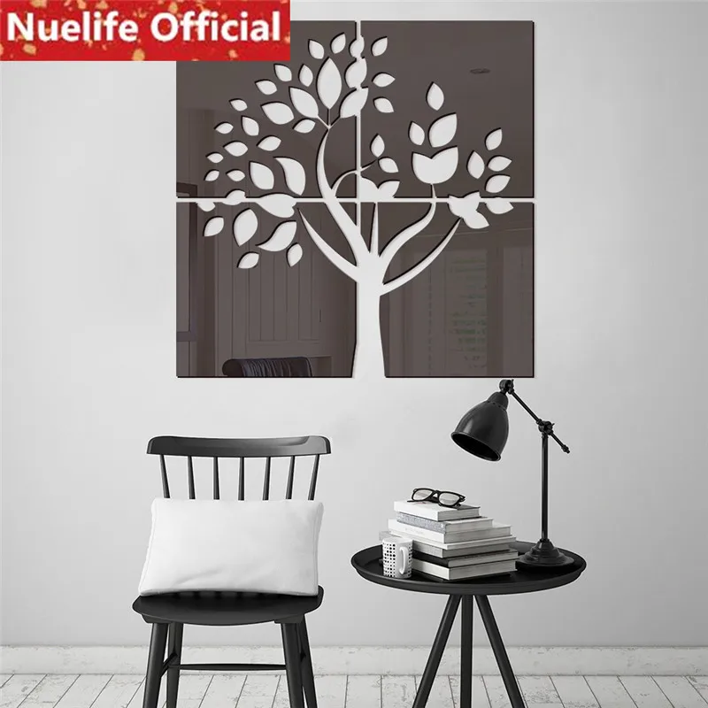 شجرة كبيرة مربع مزيج الاكريليك ملصقات للمرايا المعيشة غرفة نوم مكتب متجر أريكة زخرفة خلفية ملصقات جدار N3