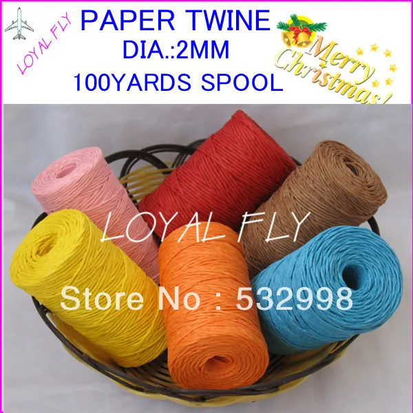 

Free shipping DIY paper rope(100yard/spool) 200pcs/lot, color twisted paper twine,gift packing paper rope 10 color wholesales