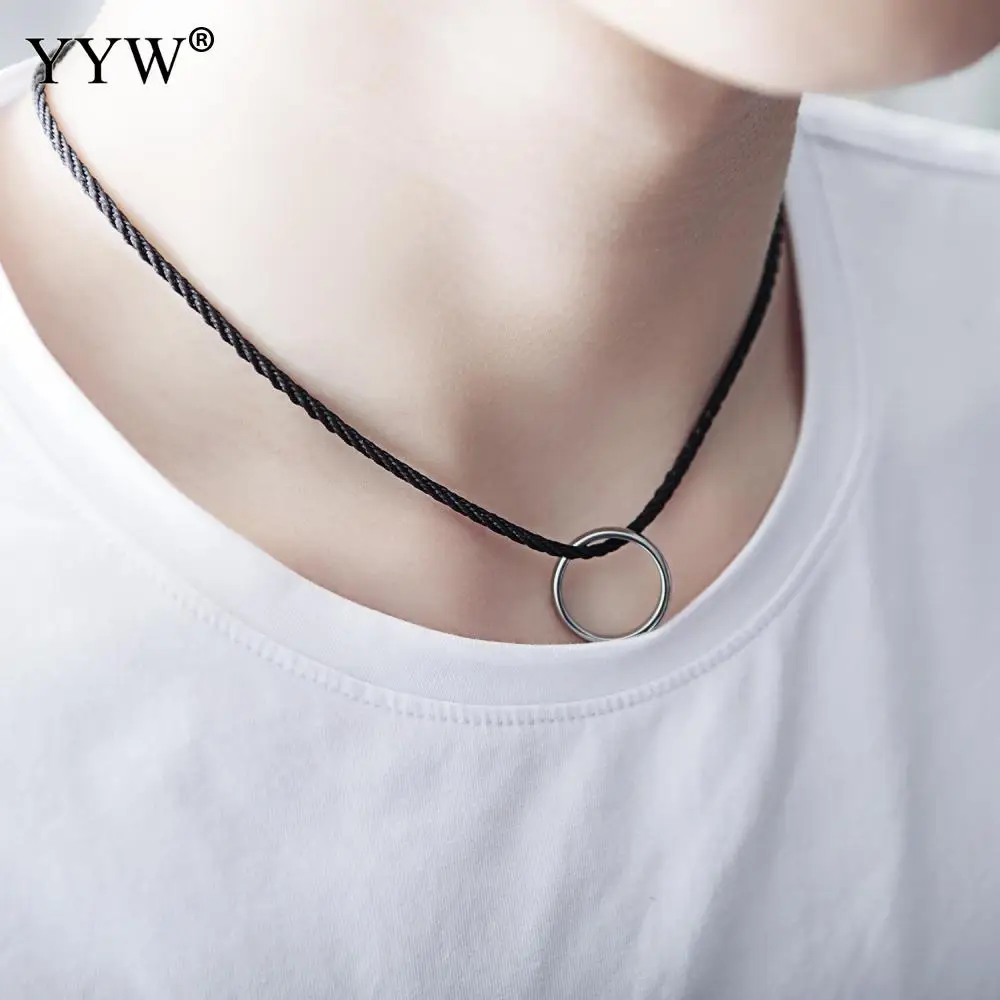 Black Leather Rope Thread Chain Necklace Women Lobster Claw Extend Adjustable Chokers Jewelry For Men | Украшения и аксессуары
