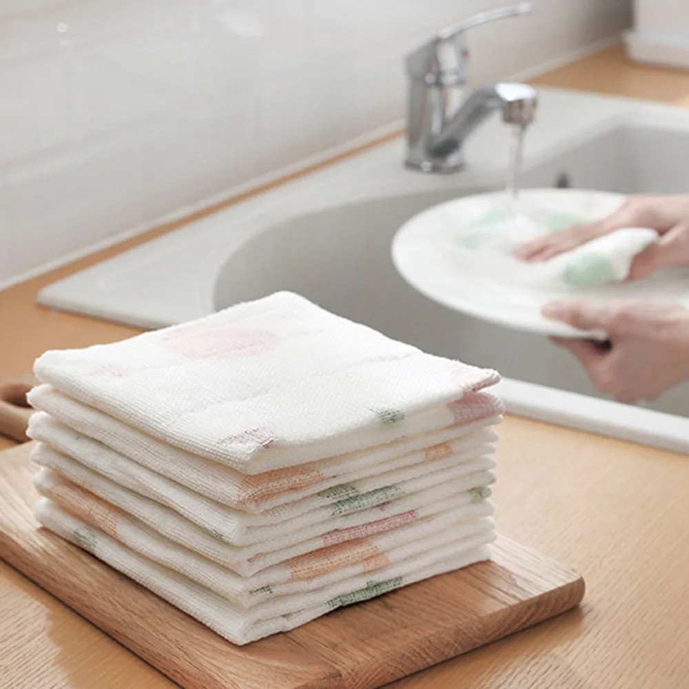 5pc/lot Wood fiber kitchen cleaning towel 8 layers Thicken kitchen