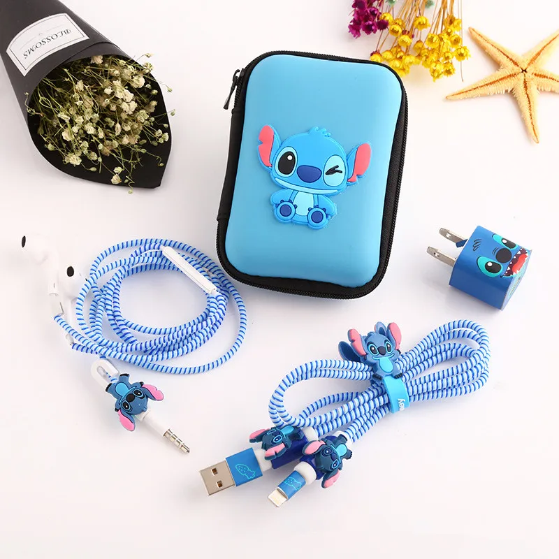 

New Earphone Winder Date Cable Winder USB Charger stickers Spiral Cord protector Earphone Case bag for iphone 5 5s 6 6s 7 7plus