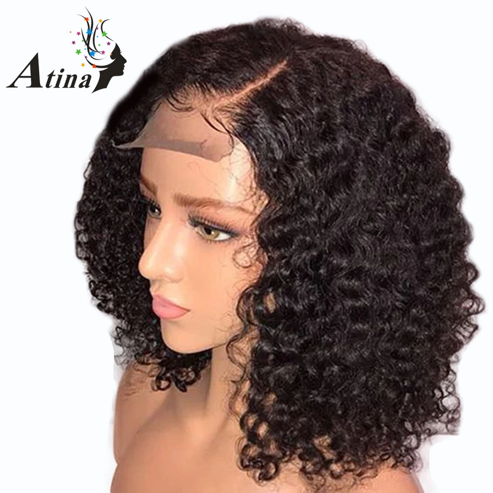 Curly Human Hair Wig Short Bob Wigs 13X6 Deep Part Lace Front Human Hair Remy Wig Pre Plucked