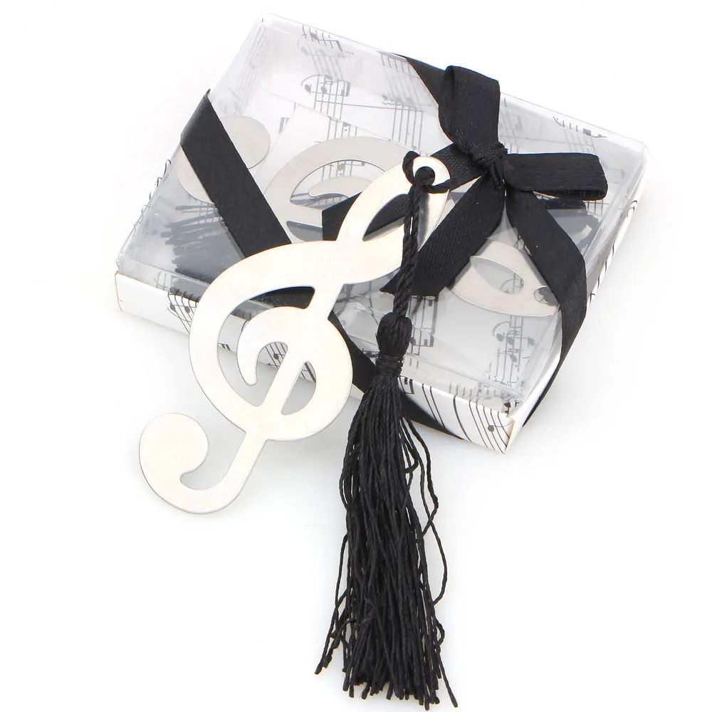 Новые пустотелые закладки для музыкальных нот металлические с мини поздравительными открытками кисточки кулон Подарки Свадебные сувениры с розничной коробкой
