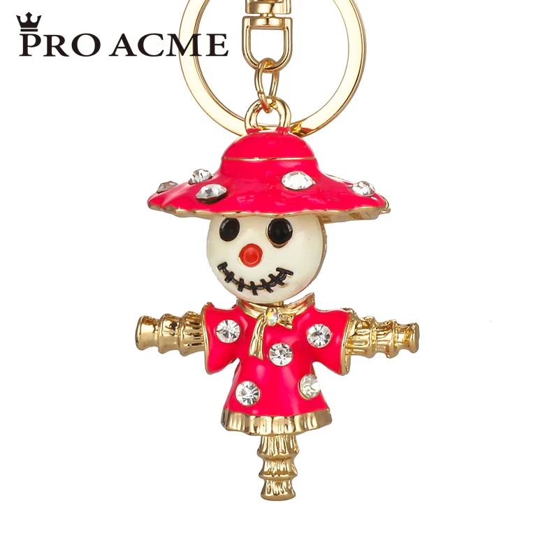 

Pro Acme Exquisite Enamel Rhinestone Scarecrow Keychain Alloy Key Holder Women Bag Chams Pendant Key Chains Car Keyring PWK0705