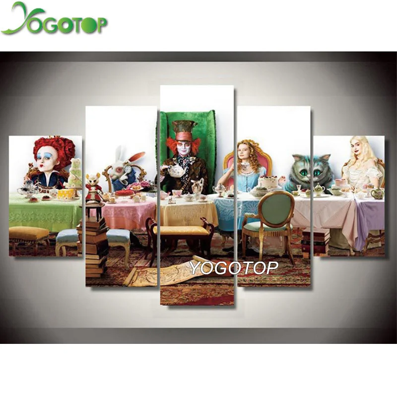 

YOGOTOP DIY Diamond Painting Cross Stitch Kits Full Diamond Embroidery 5D Square Mosaic Alice in wonderland cartoon 5pcs ML363