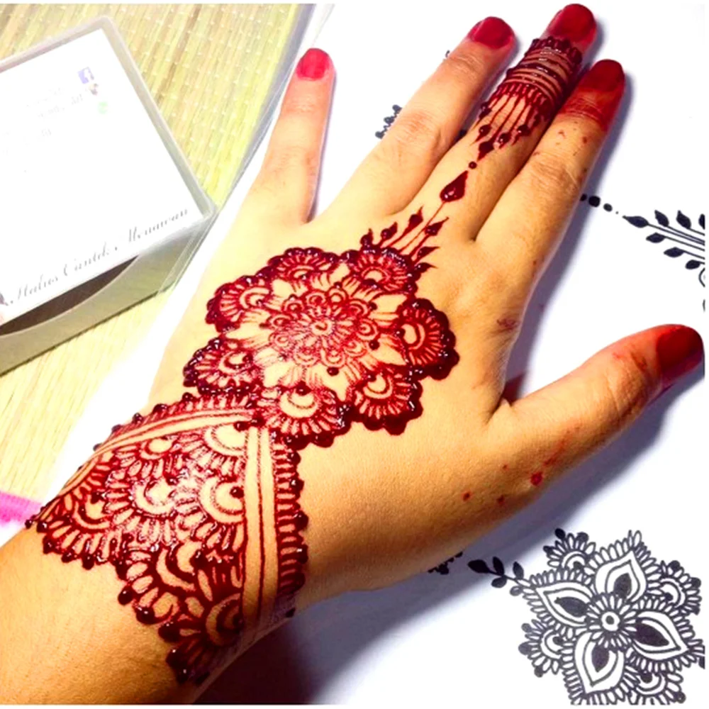 أزياء الحناء المخاريط المؤقتة الهندي للماء الوشم ملصق متعدد الألوان الجسم الفن الطلاء Mehandi الحبر