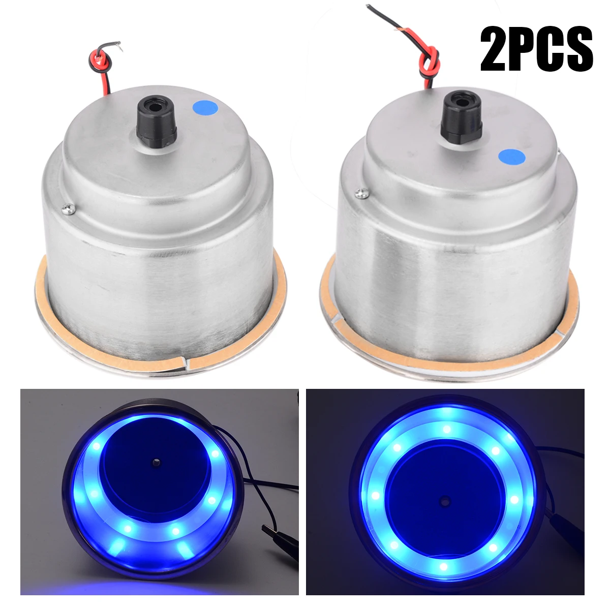 

MAYITR 2PCS Blue 8 LED Light Recessed Car Cup Holder Stainless Steel Drink Holder for Auto Marine Boat