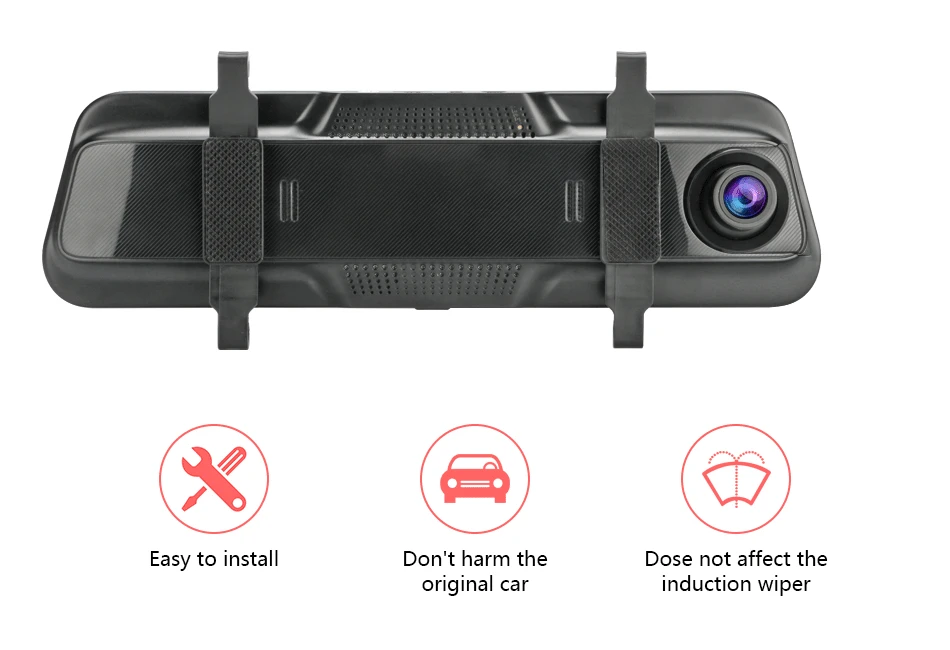 Jansite 10-дюймовая шпилька для Сенсорный экран 1080P Видеорегистраторы для автомобилей потоковый медиа-камера с углом обзора в Двойной объектив видео Регистраторы зеркало заднего вида 1080p камера заднего вида