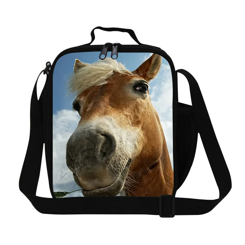 Животное Лошадь осла, с цветным принтом для завтрака с теплозащитным покрытием сумки для детей «Человек-паук», сумка на плечо; для ланча сумка-холодильник с ремешком для детей мальчиков пакет для еды