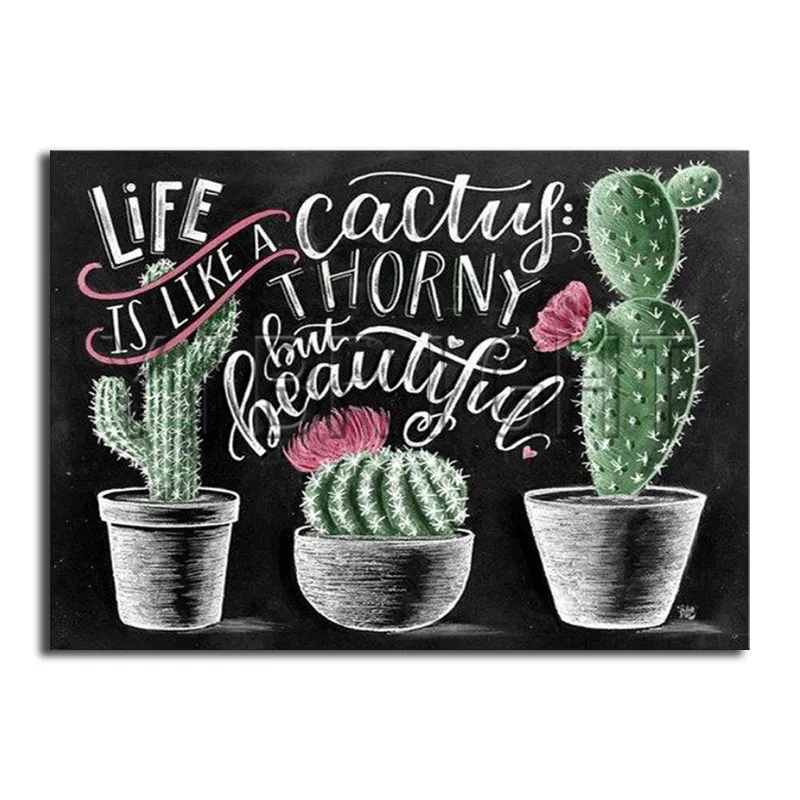 

Full Square Diamond 5D DIY Round Diamond Painting "Cartoon Hand-painted" 3D Embroidery Cactus Cross stitch Mosaic Rhinestone