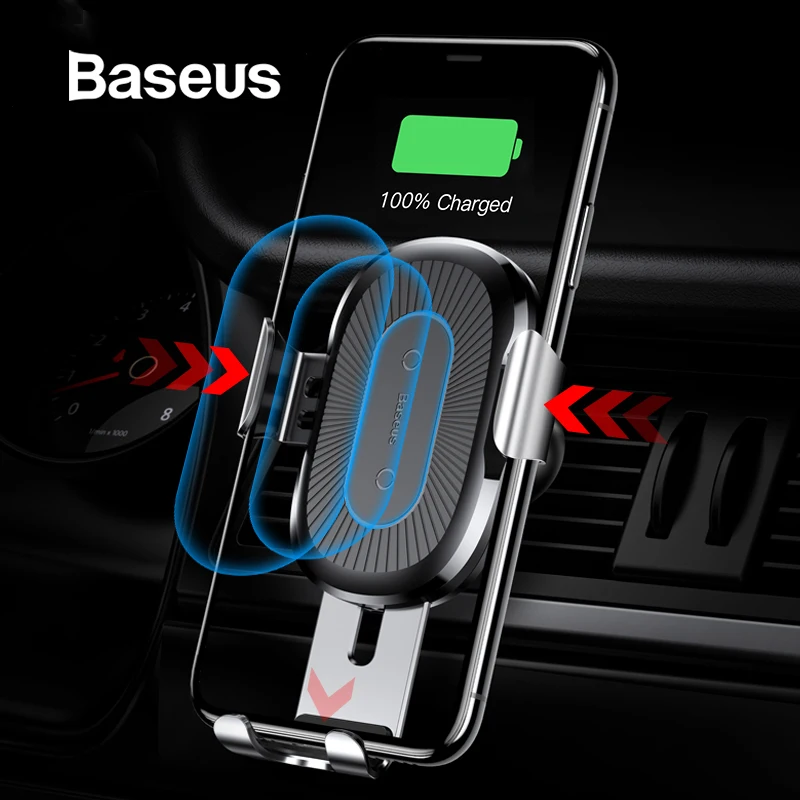 Baseus Wireless Car Charger Phone Holder For iPhone X 8 8plus Samsung S9 S8 Fast Wireless Charging Charger Phone Holder in car  