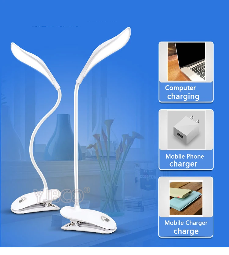  Duration Power Desk lamp USB Table Lamp 20 LED Table lamp with Clip Reading Bed Light LED Desk lamp