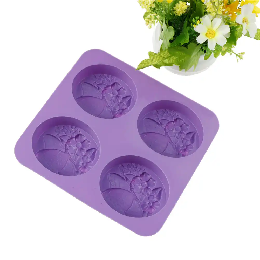 four soap mold butterfly cute flower DIY handmade soap silicone mold HI