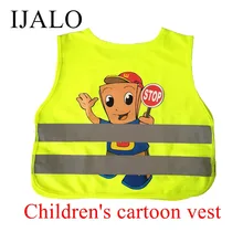 I bambini della scuola del fumetto Per Bambini giubbotto di sicurezza riflettente di formazione della maglia traspirante regolabile elastico laterale su ordinazione di stampa della maglia