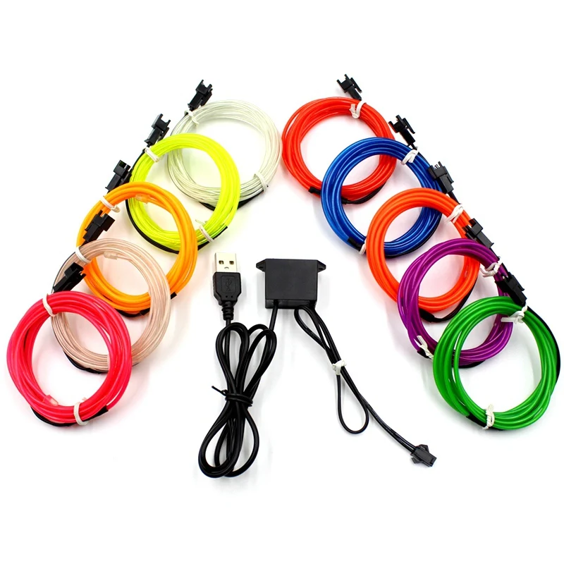 1M/2M/3M/5M/10M Neon Light Dance Party Decor Light Neon LED lamp Flexible EL Wire Rope Tube Waterproof LED Strip
