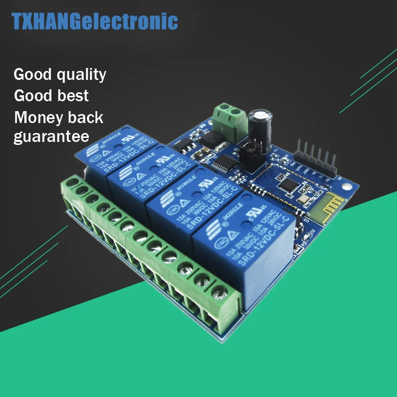 

12V 4 Way Bluetooth Relay Module Smart Home Mobile APP Remote Control Switch
